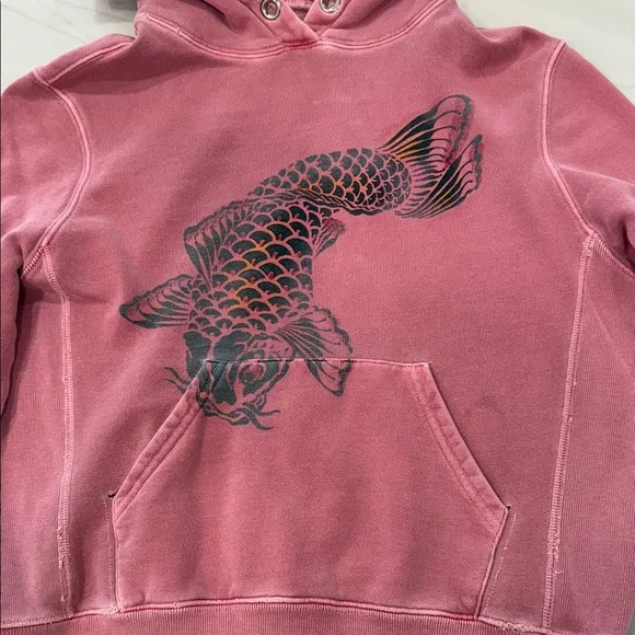 Lucky Brand Pink Hoodie with coy Fish vintage y2k size medium - Picture 2 of 7